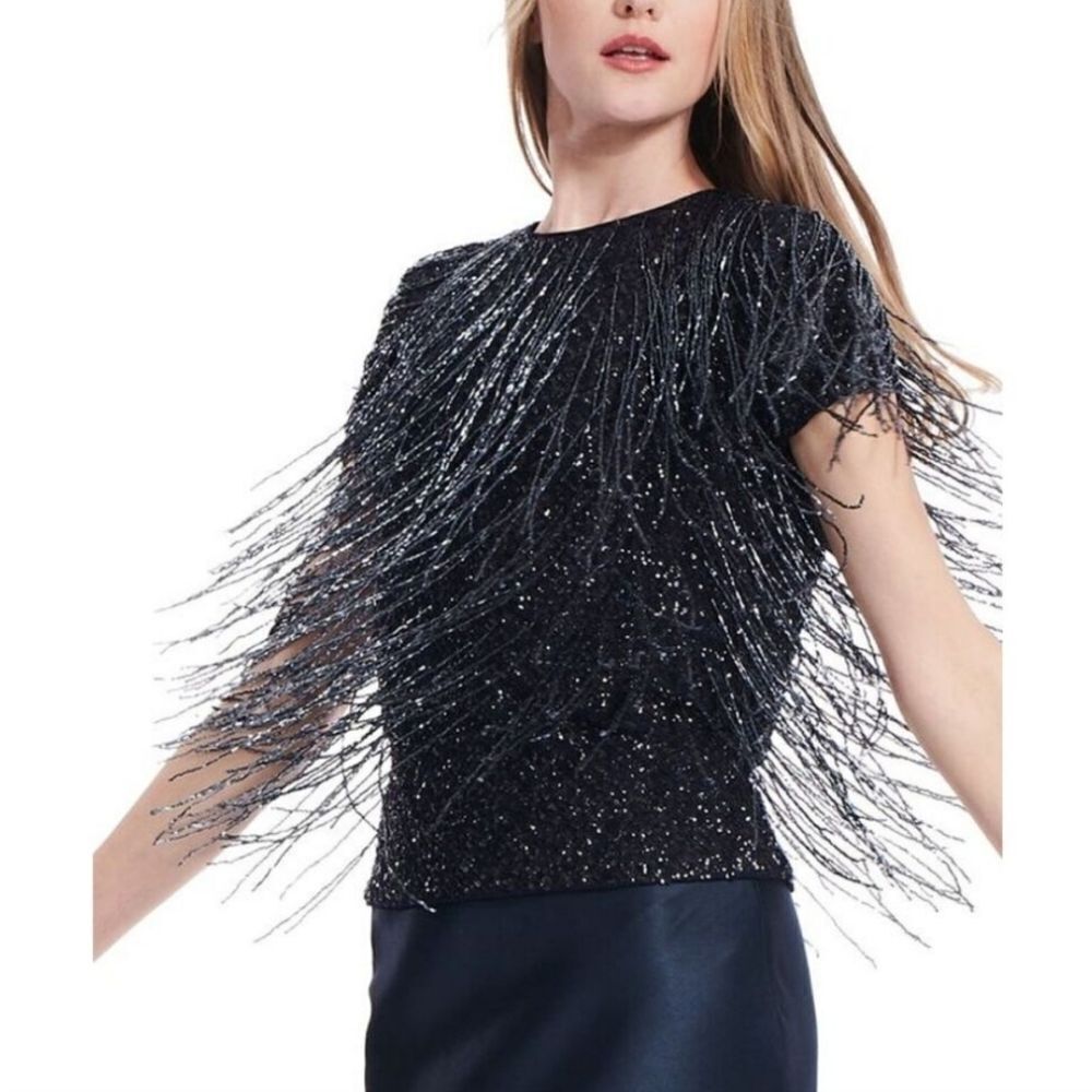 Emily Shalant Sequin Fringe Top Large